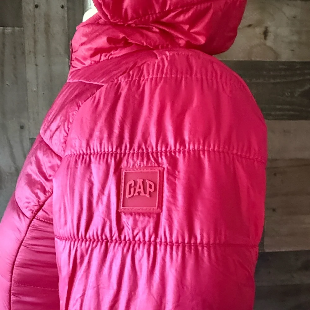 GAP Kids pink puffer jacket medium zip up hoodie Barbiecore girlhoodcore school